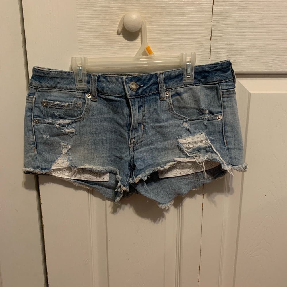 American Eagle Super Low Shortie Light Denim Short